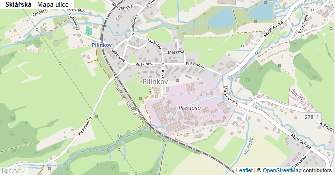 Sklářská - mapa ulice