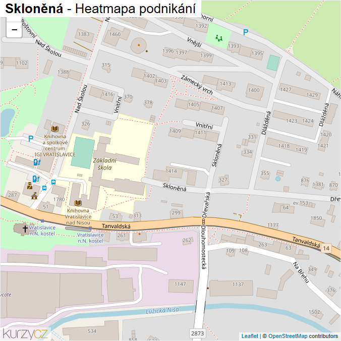 Mapa Skloněná - Firmy v ulici.
