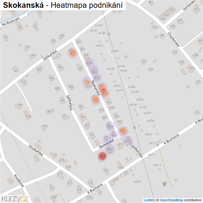 Mapa Skokanská - Firmy v ulici.