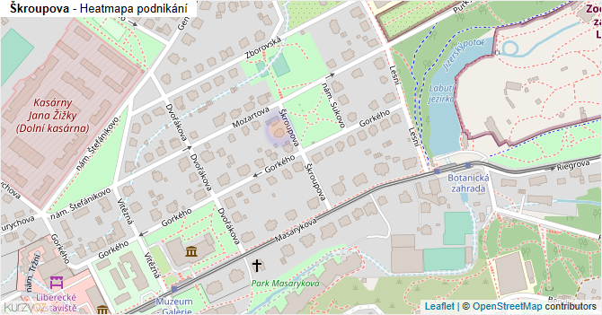 Škroupova - mapa podnikání