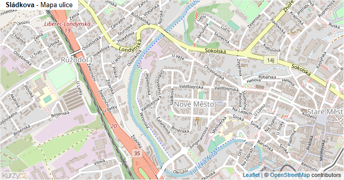 Sládkova - mapa ulice