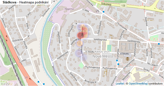 Sládkova - mapa podnikání
