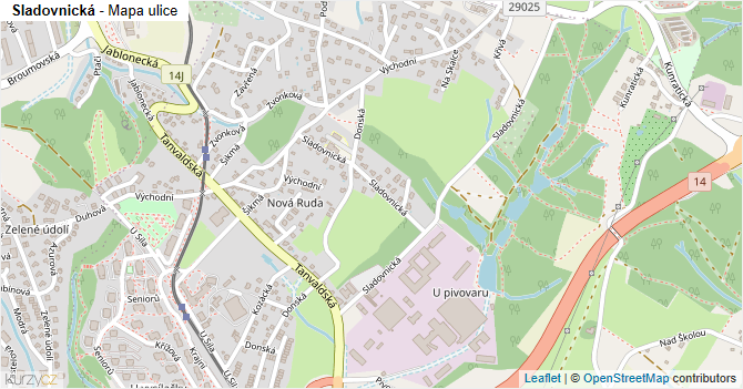 Sladovnická - mapa ulice