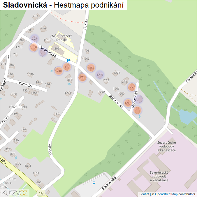 Mapa Sladovnická - Firmy v ulici.