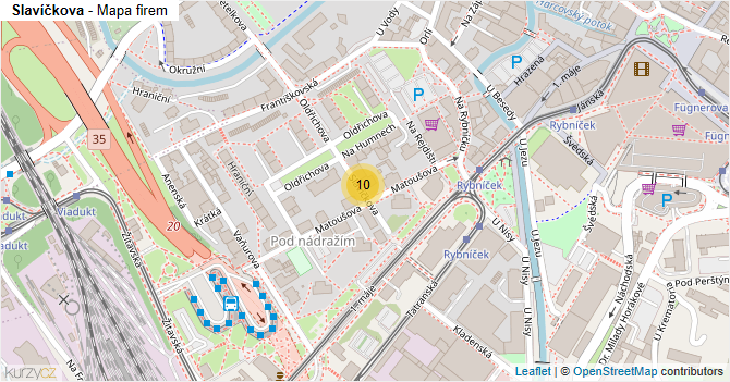 Slavíčkova - mapa firem