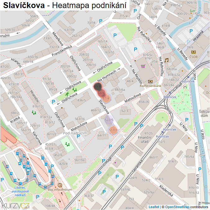 Mapa Slavíčkova - Firmy v ulici.