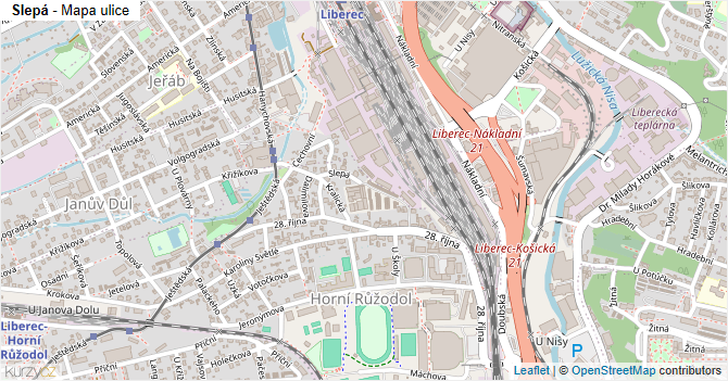 Slepá - mapa ulice