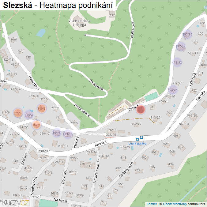 Mapa Slezská - Firmy v ulici.