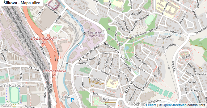Šlikova - mapa ulice