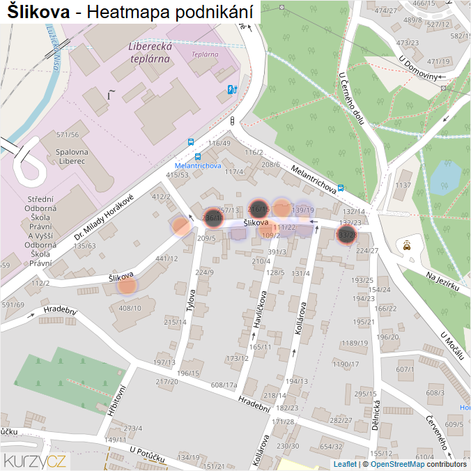 Mapa Šlikova - Firmy v ulici.