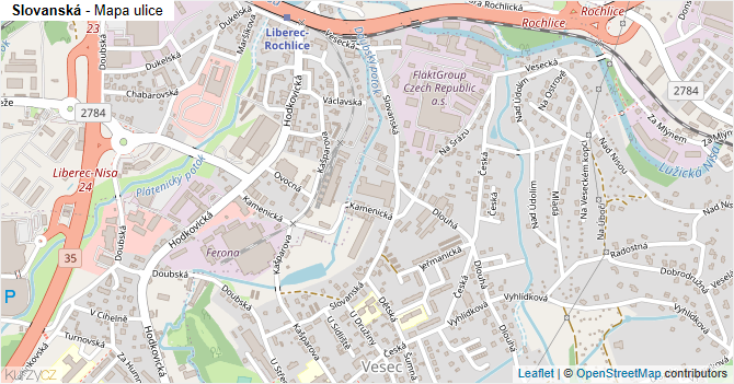 Slovanská - mapa ulice