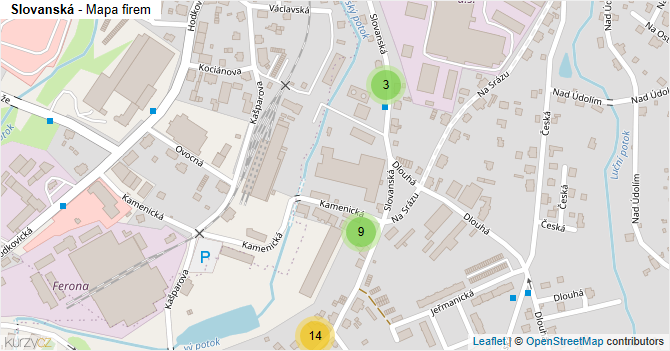 Slovanská - mapa firem