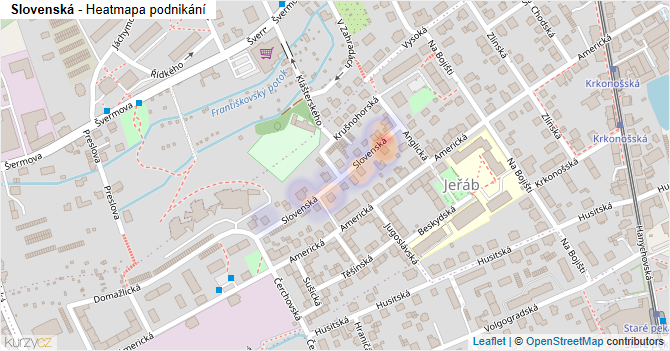 Slovenská - mapa podnikání