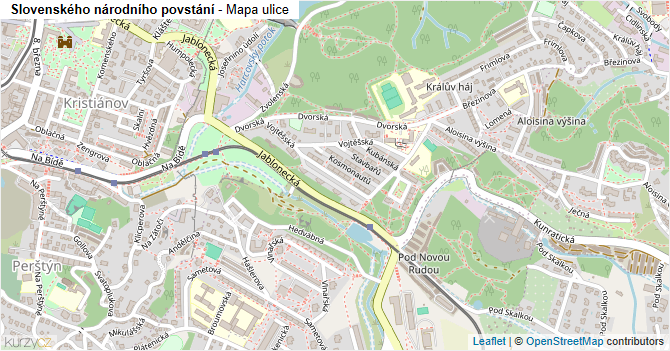 Slovenského národního povstání - mapa ulice