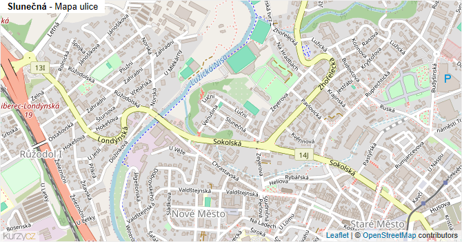 Slunečná - mapa ulice