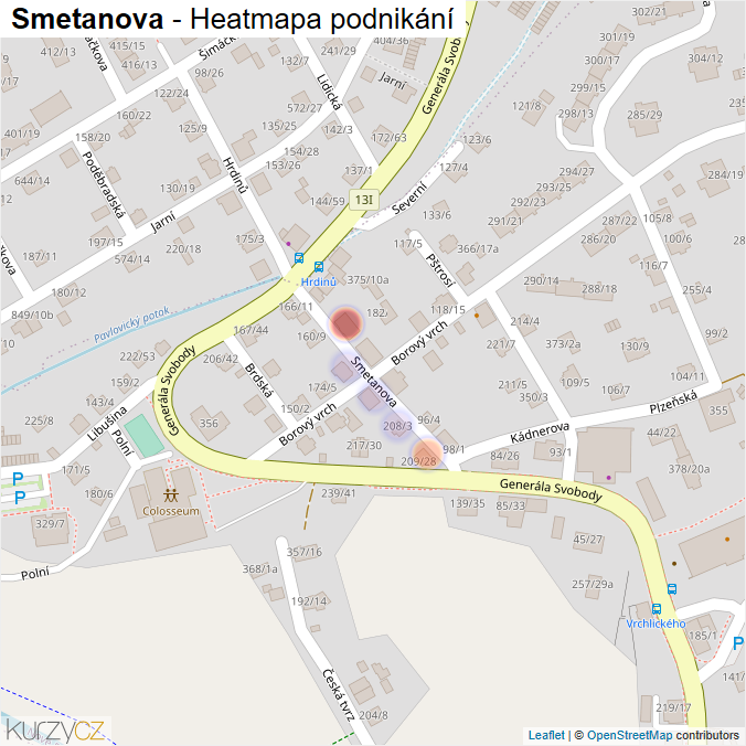 Mapa Smetanova - Firmy v ulici.