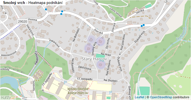 Smolný vrch - mapa podnikání