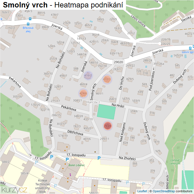 Mapa Smolný vrch - Firmy v ulici.