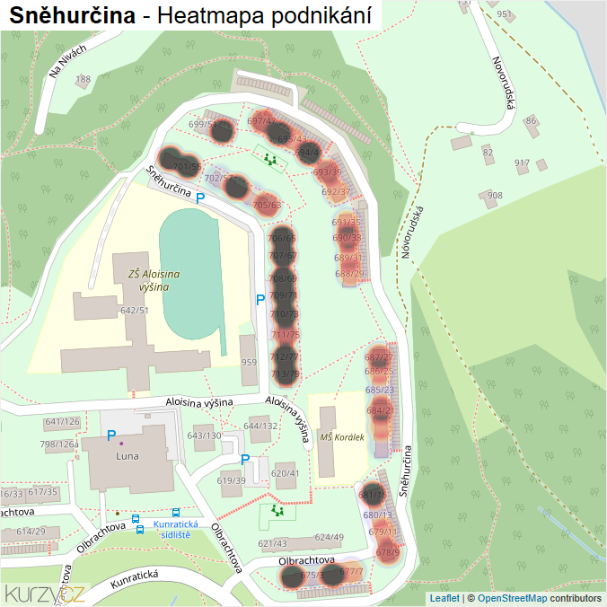 Mapa Sněhurčina - Firmy v ulici.