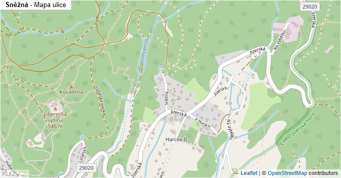 Sněžná - mapa ulice