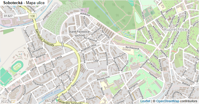 Sobotecká - mapa ulice