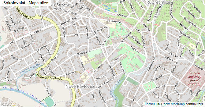 Sokolovská - mapa ulice