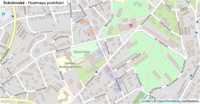 Sokolovská - mapa podnikání