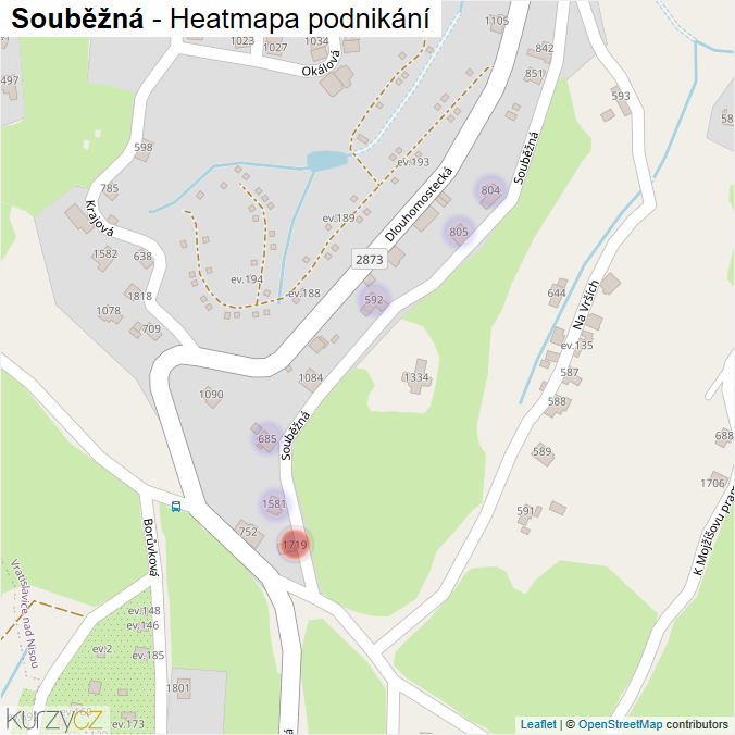 Mapa Souběžná - Firmy v ulici.