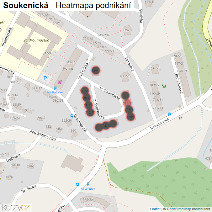 Mapa Soukenická - Firmy v ulici.