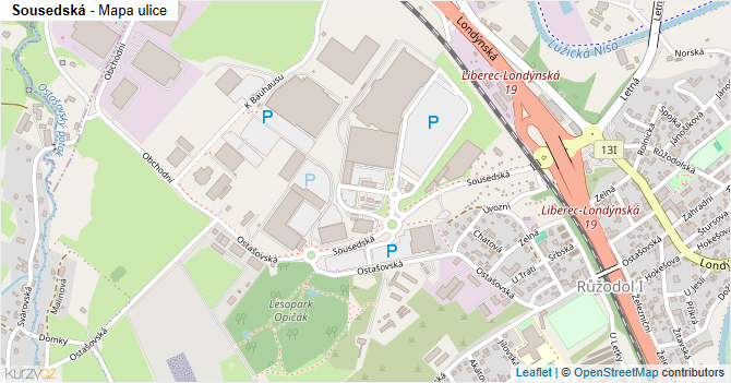 Sousedská - mapa ulice