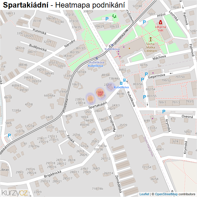 Mapa Spartakiádní - Firmy v ulici.