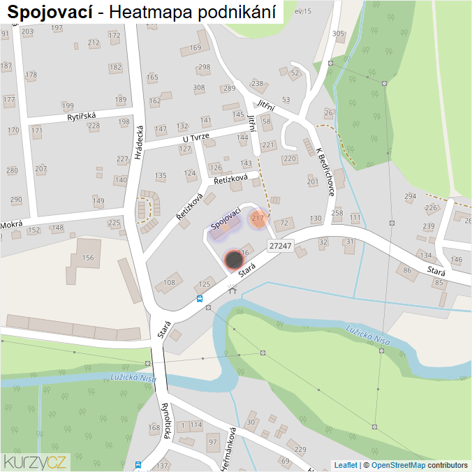 Mapa Spojovací - Firmy v ulici.