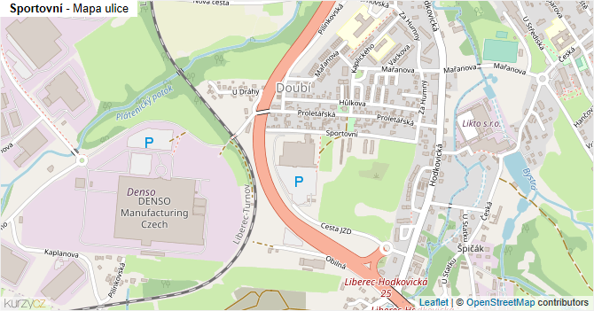 Sportovní - mapa ulice