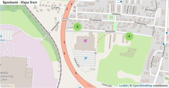 Sportovní - mapa firem