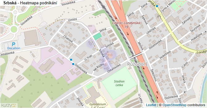 Srbská - mapa podnikání
