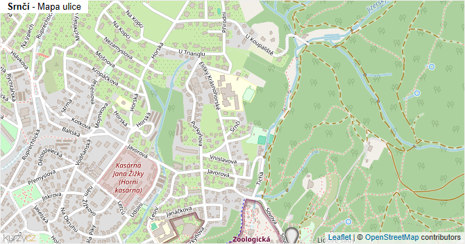 Srnčí - mapa ulice