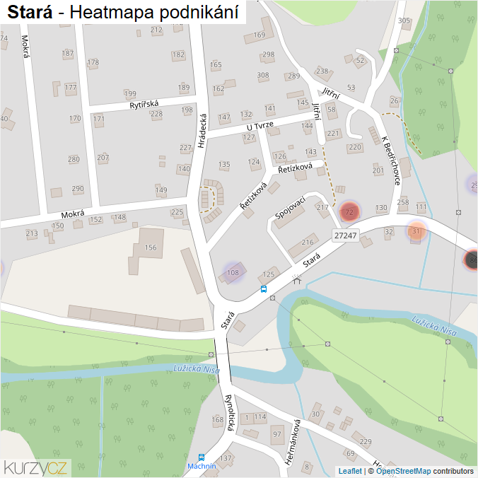 Mapa Stará - Firmy v ulici.