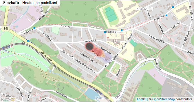 Stavbařů - mapa podnikání