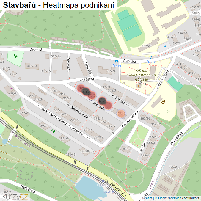 Mapa Stavbařů - Firmy v ulici.