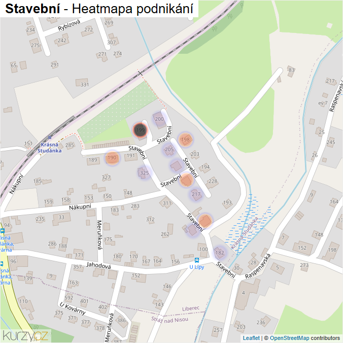 Mapa Stavební - Firmy v ulici.