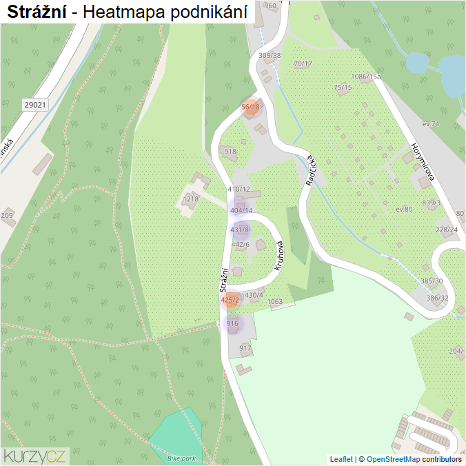 Mapa Strážní - Firmy v ulici.