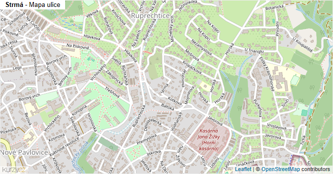 Strmá - mapa ulice
