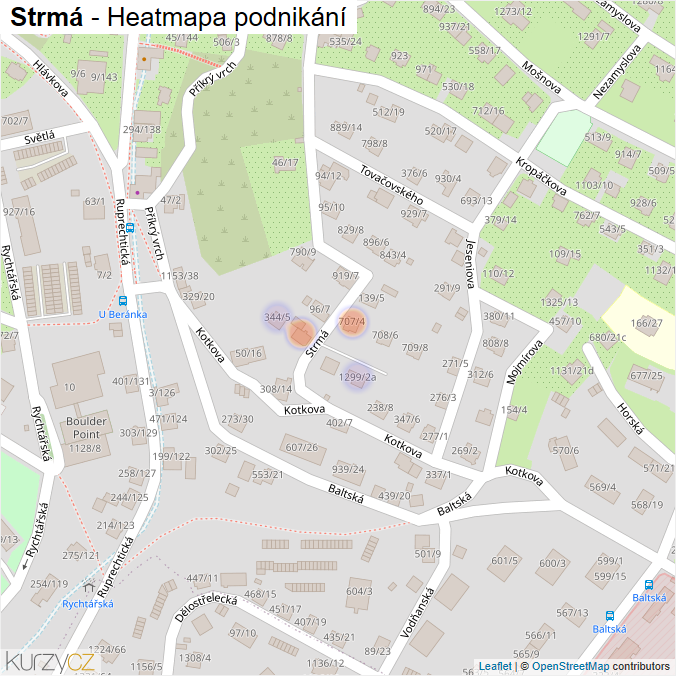 Mapa Strmá - Firmy v ulici.