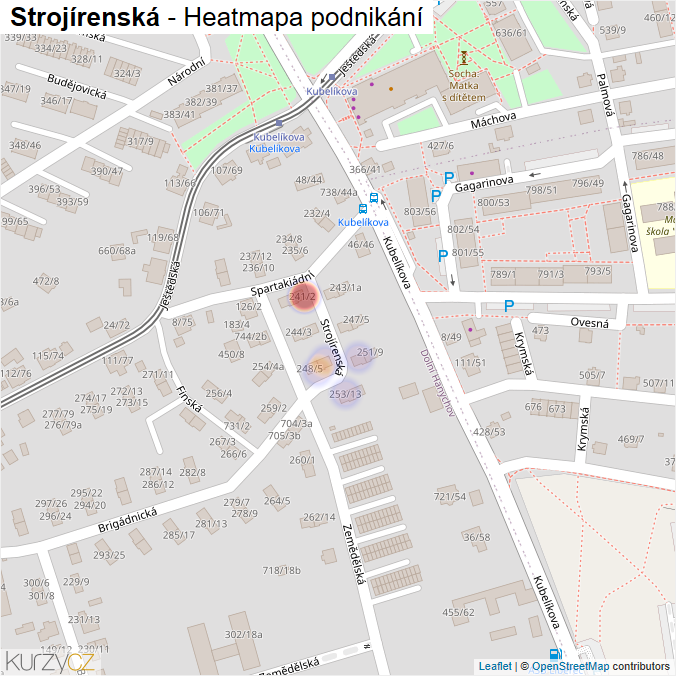Mapa Strojírenská - Firmy v ulici.