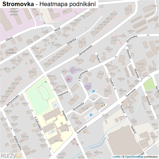 Mapa Stromovka - Firmy v ulici.