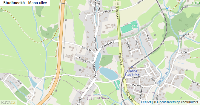 Studánecká - mapa ulice