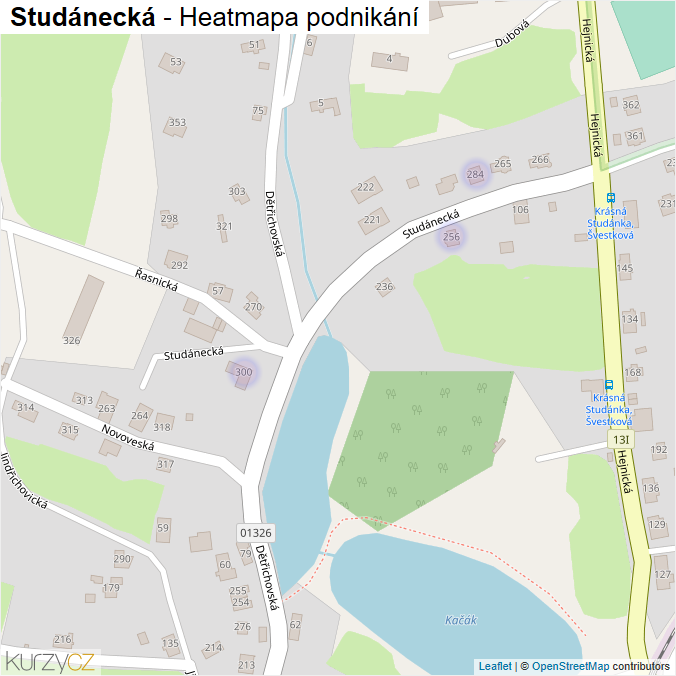 Mapa Studánecká - Firmy v ulici.