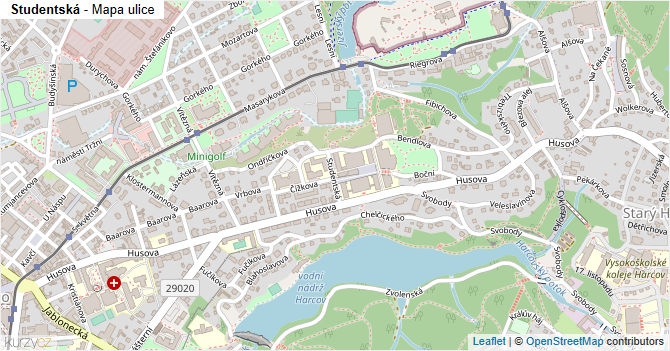 Studentská - mapa ulice