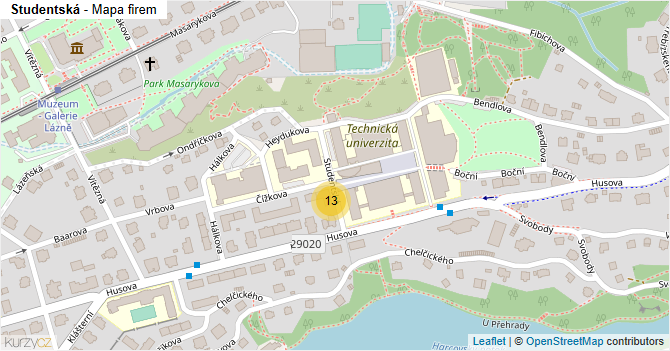 Studentská - mapa firem