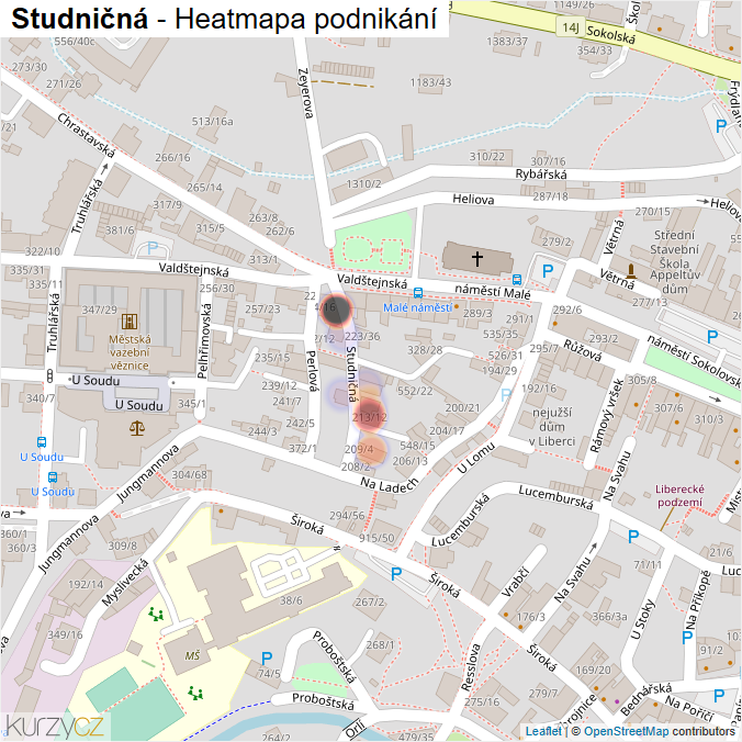 Mapa Studničná - Firmy v ulici.